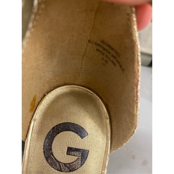 G by Guess Shantel Two-Piece Sandals Glitter Gold Pumps Size 6.5 - Picture 9 of 13